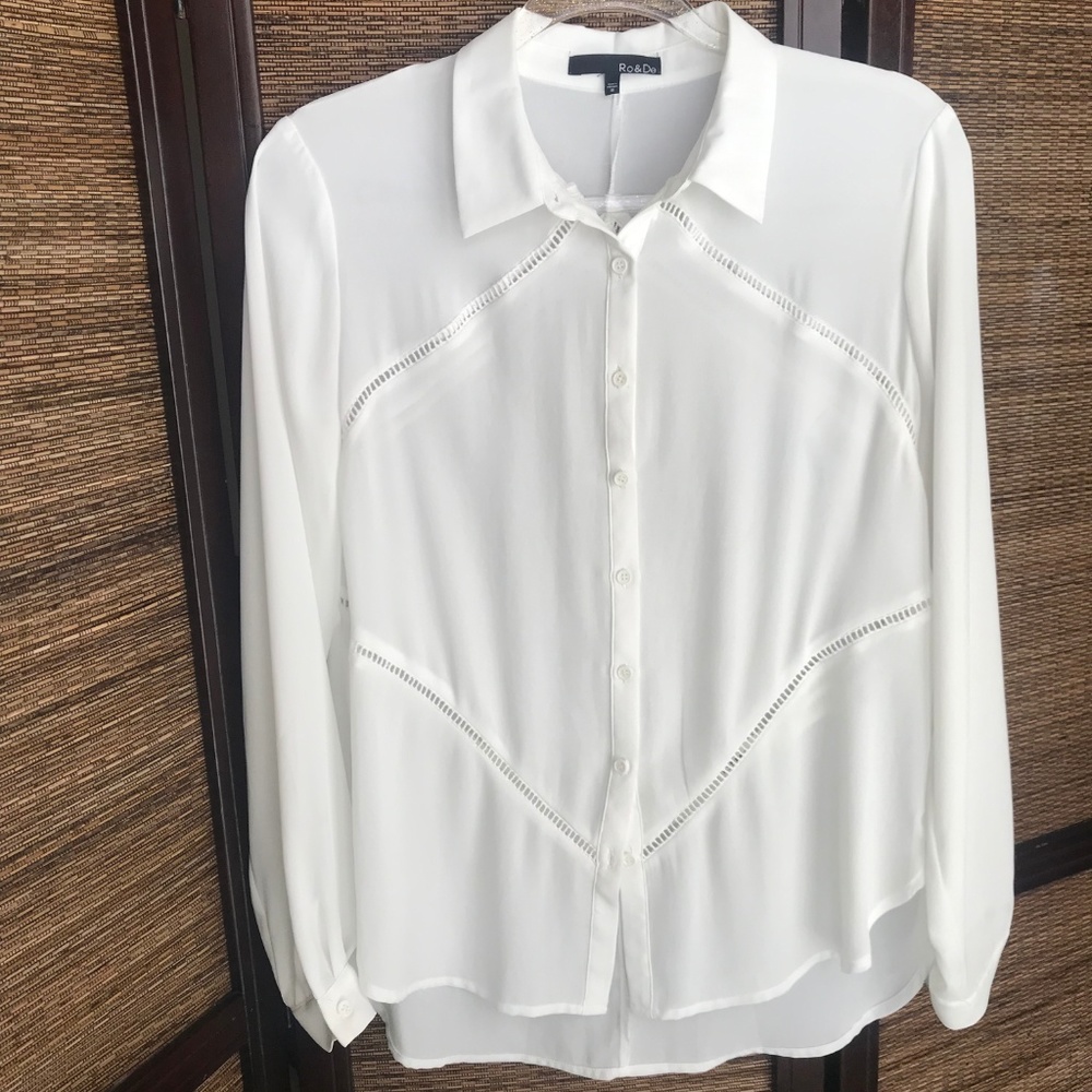 Anthropologie Ro & De White Button Down Blouse